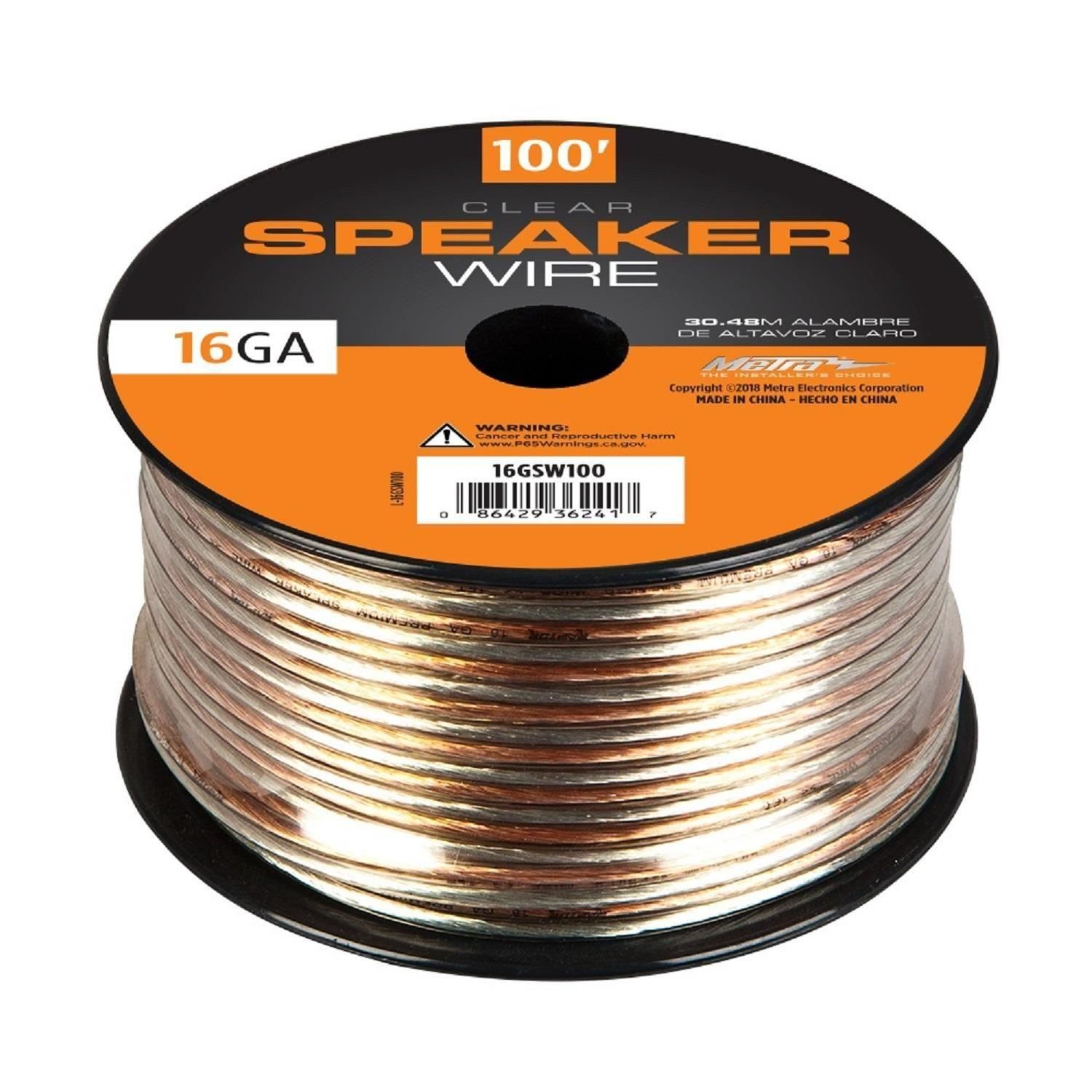 Metra Electronics Clear 100ft 16 Gauge Speaker Wire