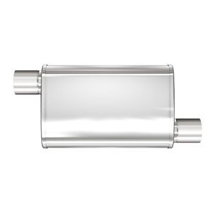 MagnaFlow Exhaust Products XL Series Offset 3in Inlet Offset 3in Outlet 4in x 14in Oval Performance Muffler for Ford Mustang