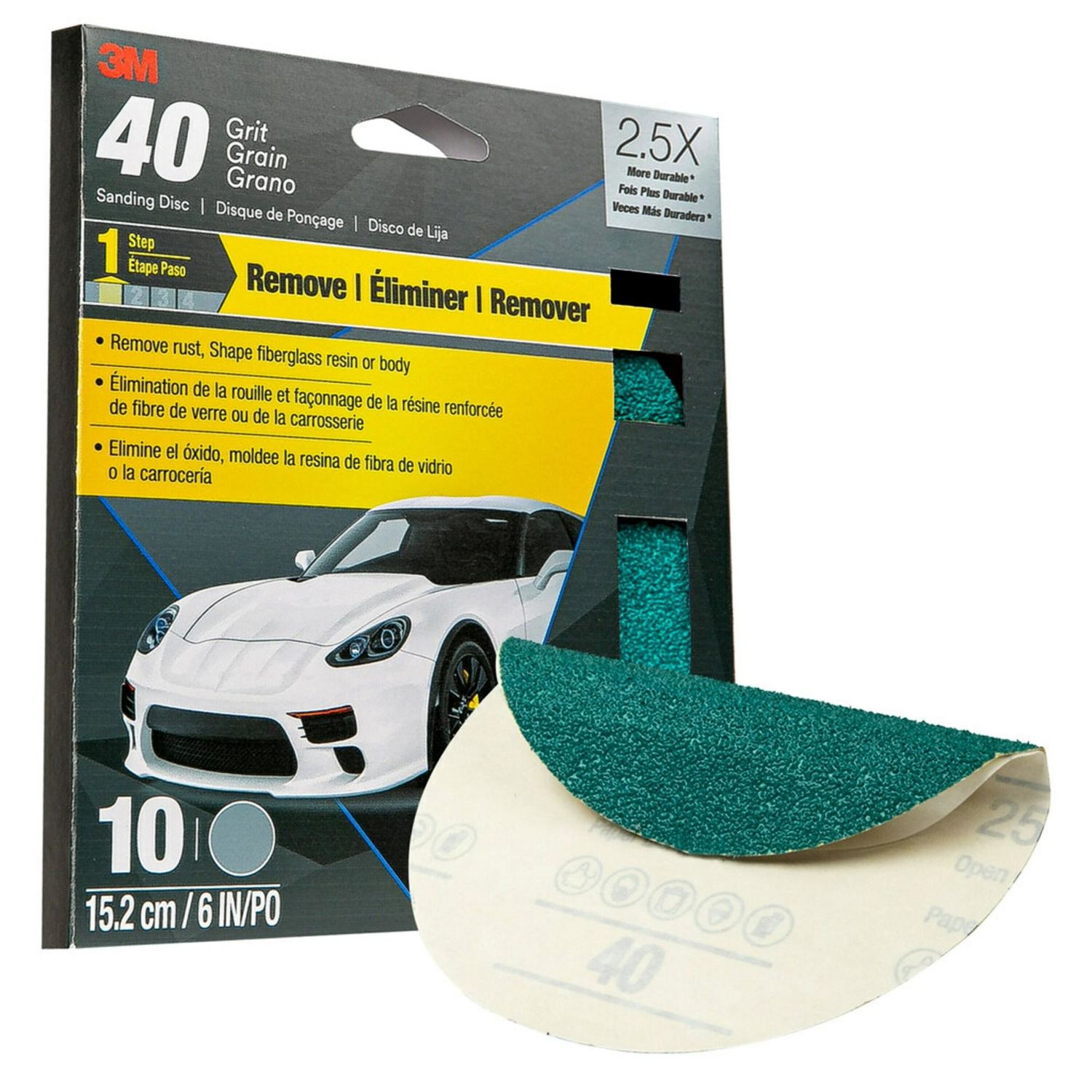 3M 6in 40 Grit Sanding Discs with Stikit Attachment