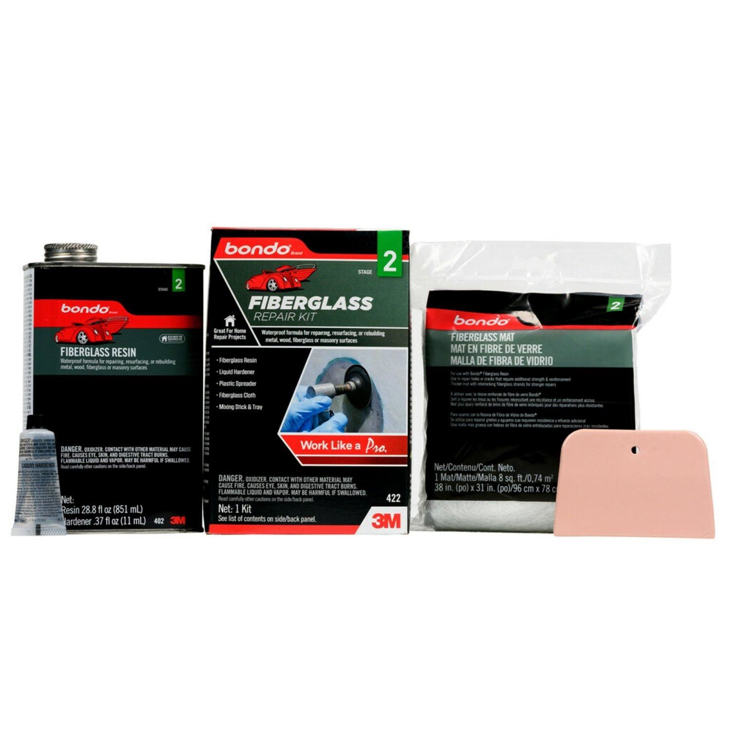 3M 420 Bondo 1/2 Pint Fiberglass Repair Kit: Auto Body Repair +  (076308004200-1)