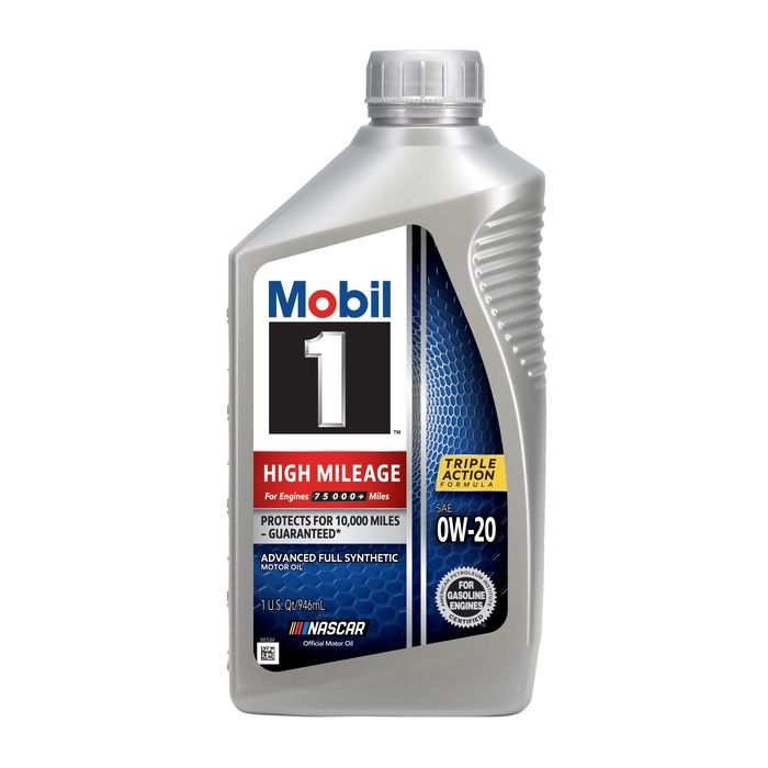 Mobil 1 High Mileage Full Synthetic Engine Oil 0W-20 1 Quart