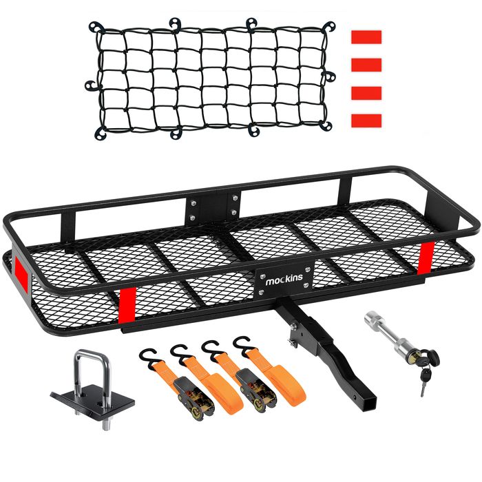 Mockins 60in x 20in x 6in Trailer Hitch Cargo Carrier Rack with Accessories