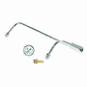 Mr Gasket Chrome Plated 5/8in X 8 21/32in Inlet Fuel Line And Pressure Gauge