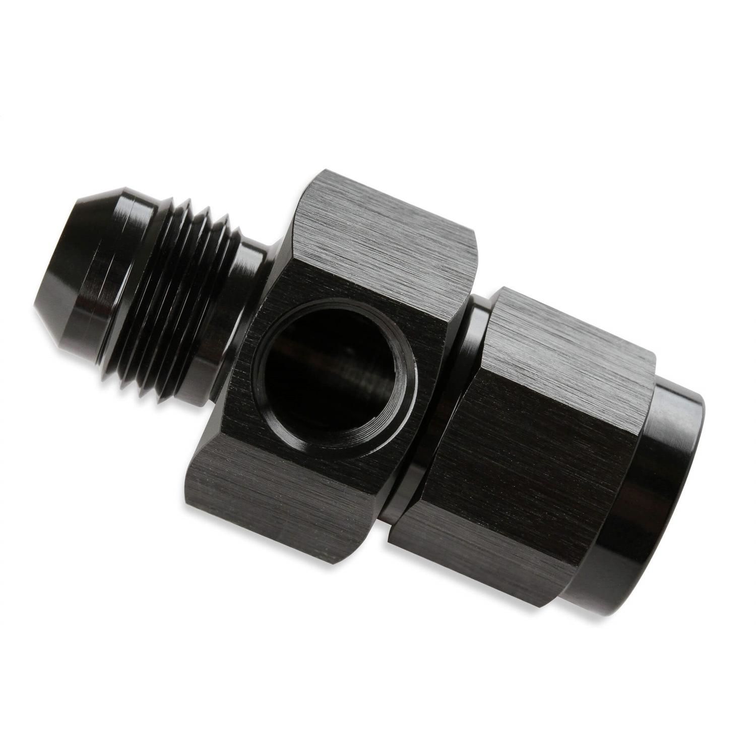 Mr. Gasket Black Anodized 6 Male to 6 Female x 1/8in NPT Female Port