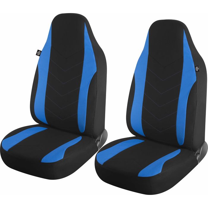 Black and blue car seat outlet covers