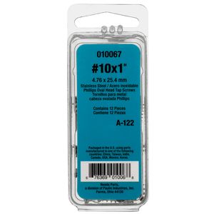 Needa Parts No.10 X 1in Stainless Steel Oval Head Screw