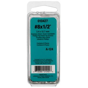 Needa Parts No.8 X 1/2in Stainless Steel Pan Head Screw