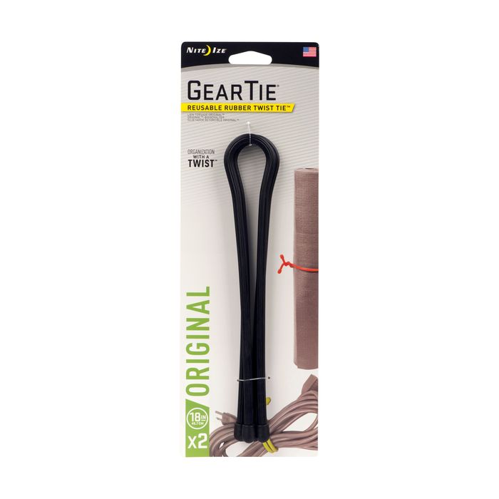 Gear Tie Reusable Rubber Twist Tie 12 inch - 2 Pack - Black