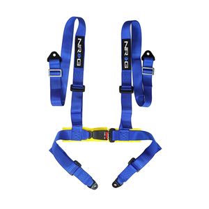 NRG Innovations 4 Point Seat Belt Harness, Buckle Lock, Blue