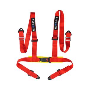 NRG Innovations 8 Point Seat Belt Harness, Buckle Lock, Red