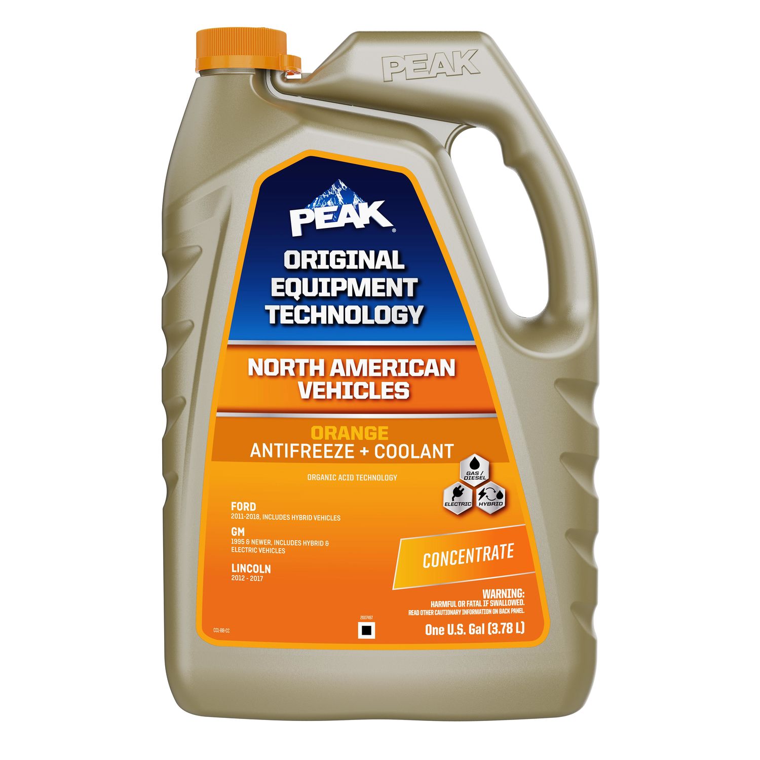 PEAK OET Antifreeze and Coolant North American Vehicles Orange CONCENTRATE  *5 Year/50K Mile Protection* 1 Gallon