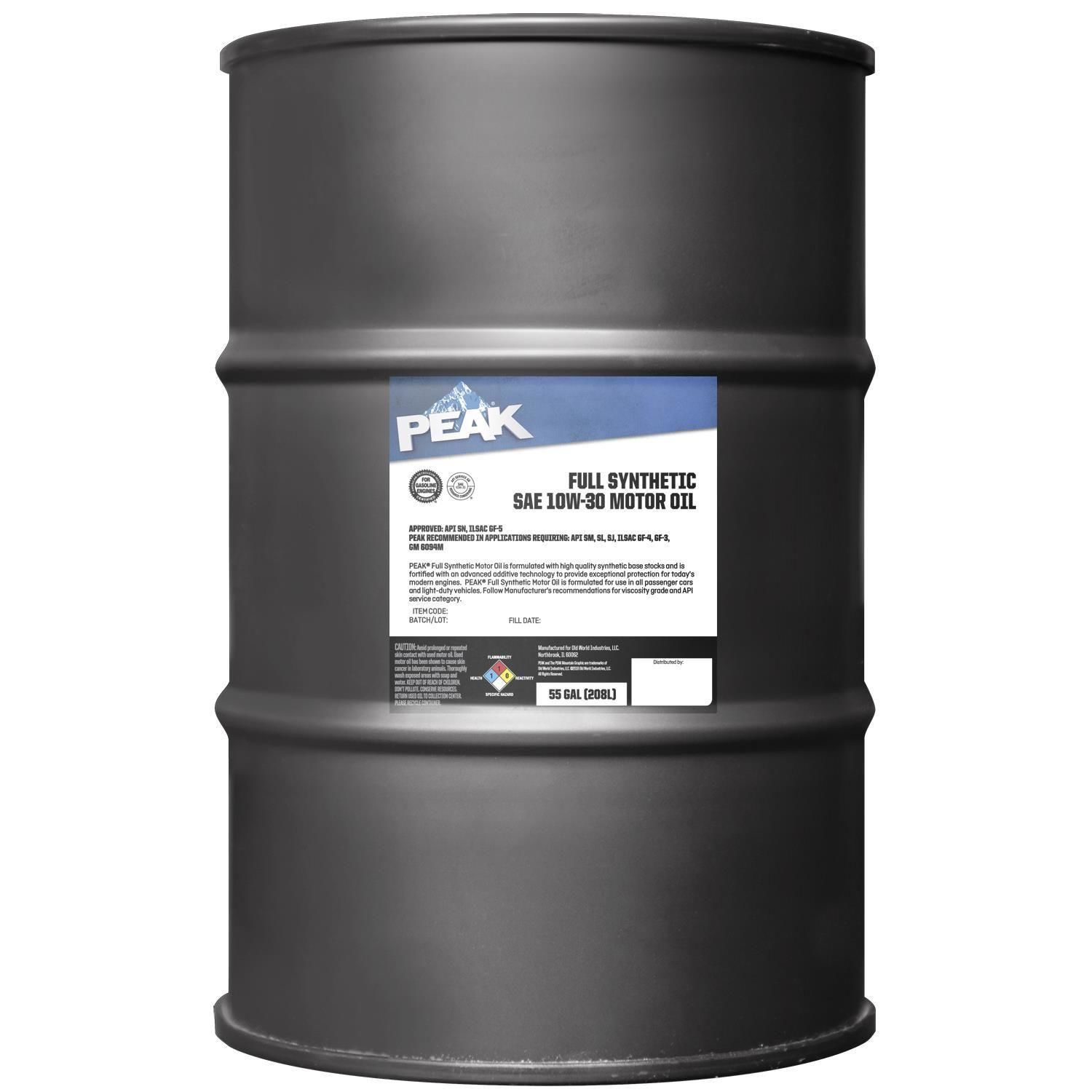 PEAK Engine Oil Full Synthetic 10W30 55 gal.