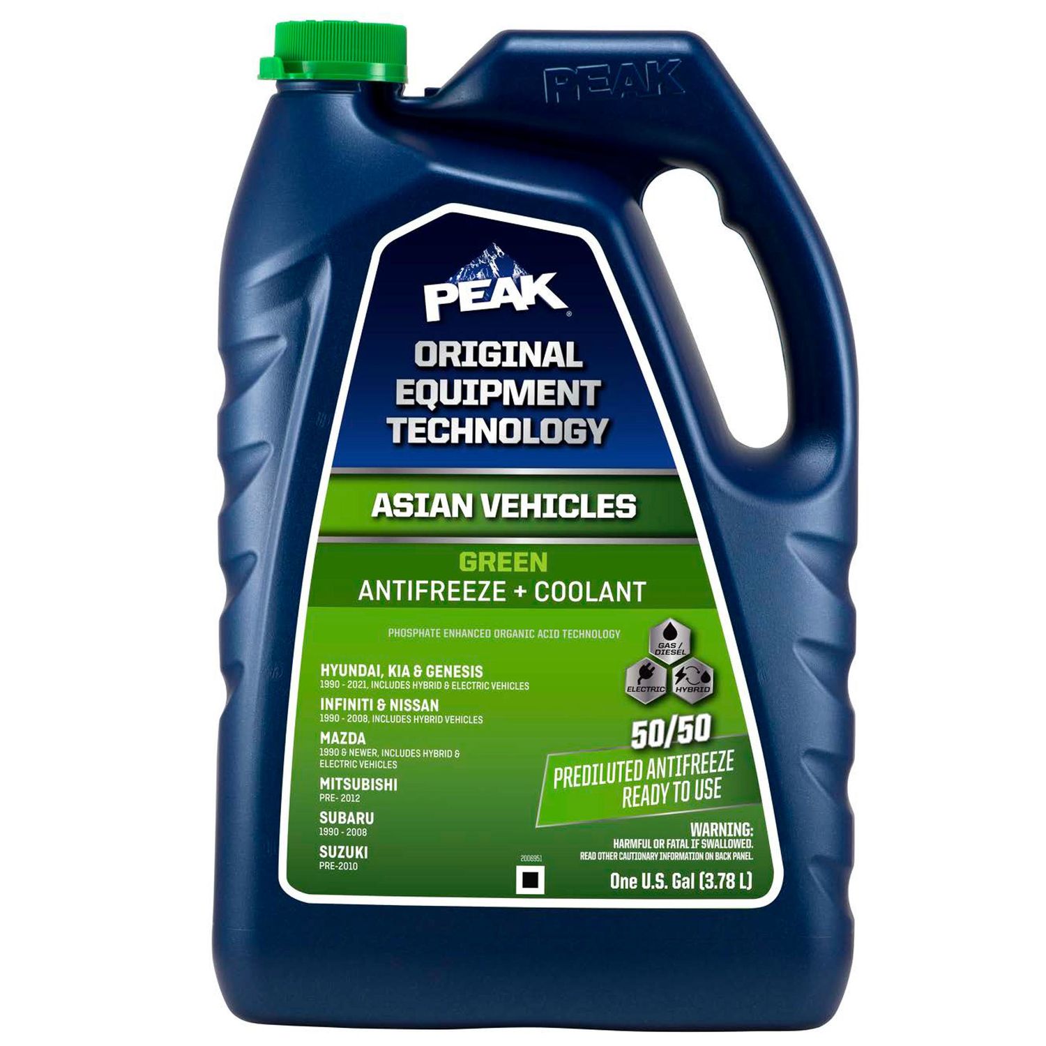 PEAK Antifreeze/Coolant Asian Green 50/50 Premixed 1 Gallon