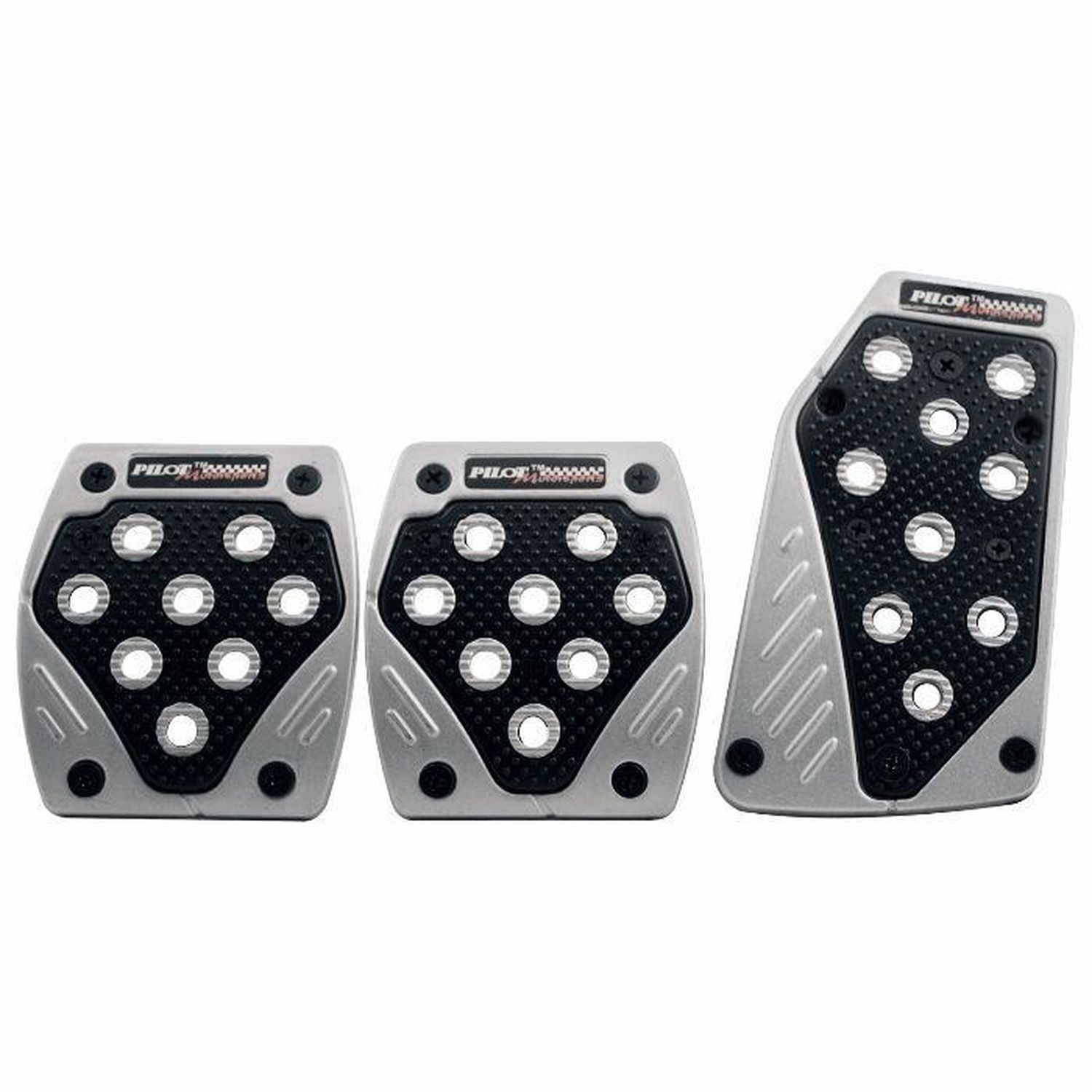 Pilot Chrome Black Manual Inserts Pedal Pad 3 Piece