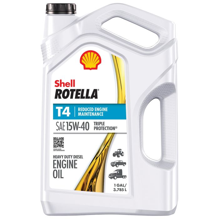 Shell ROTELLA T4 Triple Protection Diesel Engine Conventional Engine Oil 15W-40 4 Quart