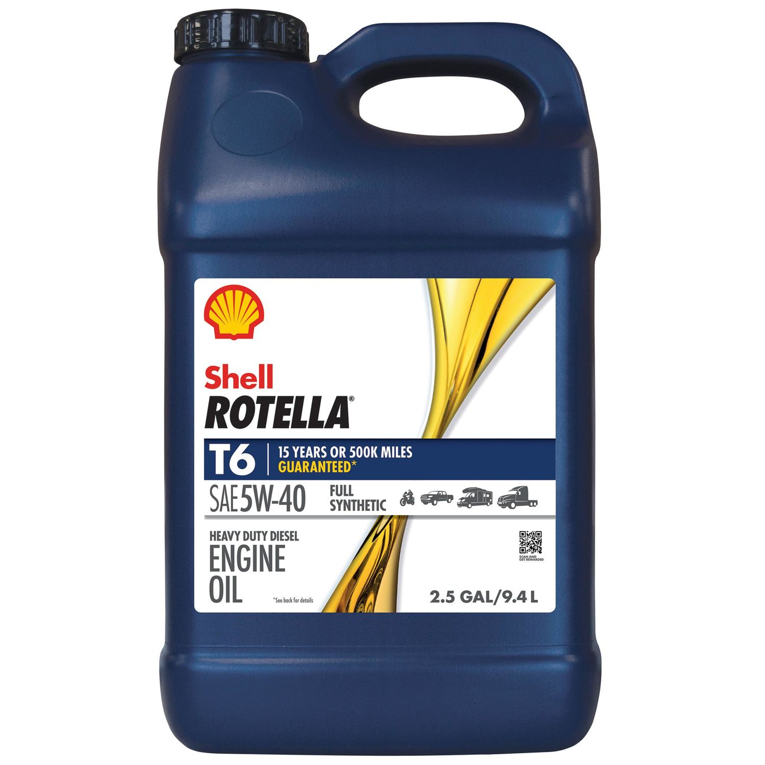 Shell Rotella T6 Heavy Duty Full Synthetic Diesel Engine Oil 5W40 2.5 Gallon