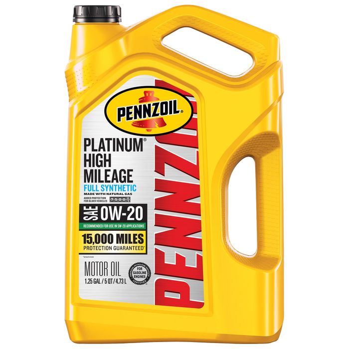 Pennzoil Platinum High Mileage Full Synthetic Engine Oil 0W-20 5 Quart