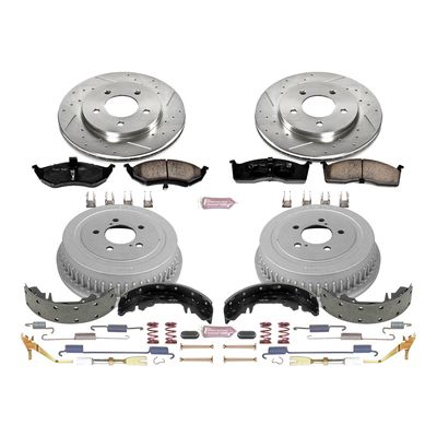 Power Stop K15094DK Complete Brake Kit - Front & Rear Drilled/Slotted Rotors, Pads, Drums & Shoes - View #10