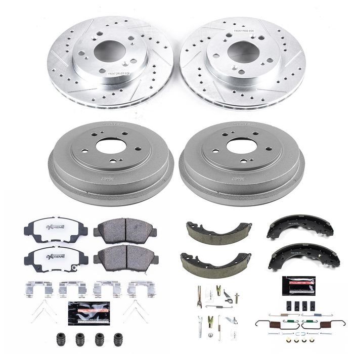 Power Stop K15094DK Complete Brake Kit - Front & Rear Drilled/Slotted Rotors, Pads, Drums & Shoes - View #2