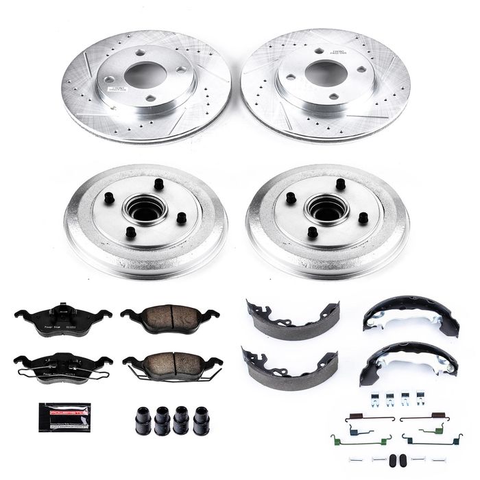 PowerStop Disc Brake Pad and Rotor Drum Brake Shoe and Drum Kit K15191DK