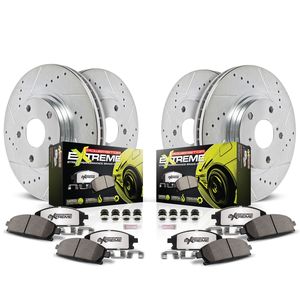 thumbnail image 2 of Front Drilled & Slotted Brake Rotors & Ceramic Brake Pads Kit – Zinc Coated – Driver & Passenger Side 2 of 14