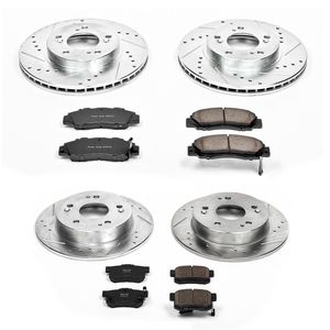 Power Stop K445 Front Brake Kit with Drilled//Slotted Brake Rotors and Z23 Evolution Ceramic Brake Pads