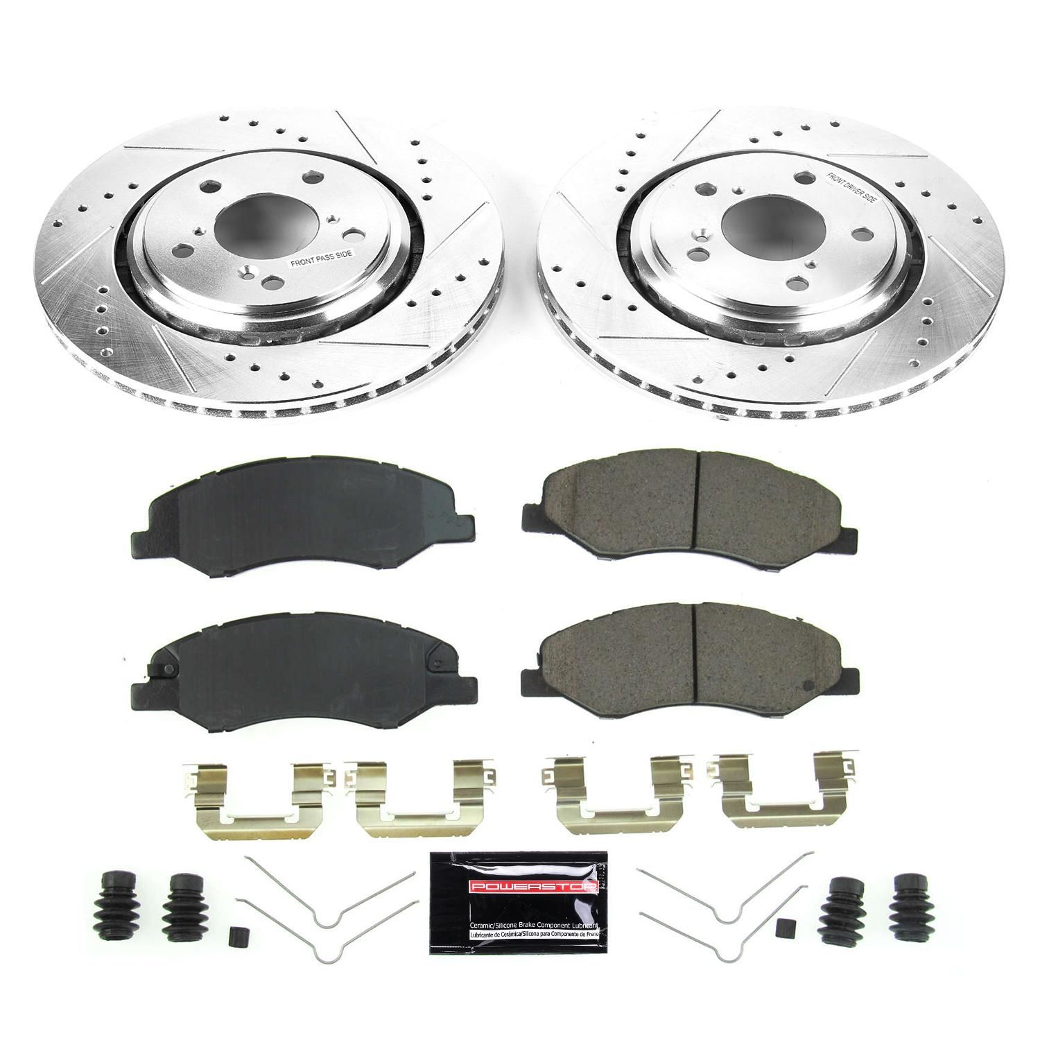 Power Stop K7670,Z23 Daily Driver Front Brake Kit-Drilled/Slotted Brake Rotor & Carbon Ceramic Brake Pads 