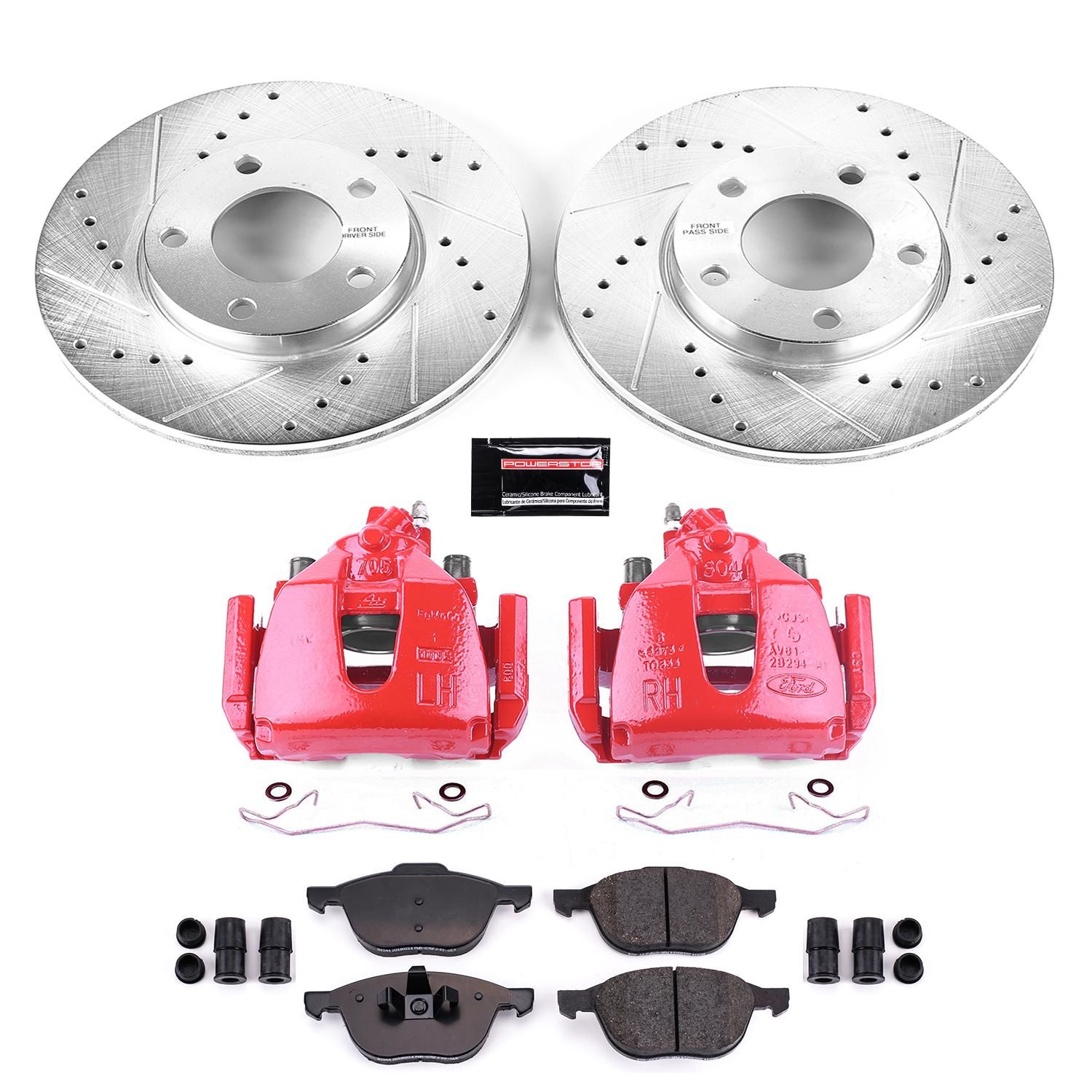 PowerSport Front Rear Brakes and Rotors Kit |Front Rear Brake Pads