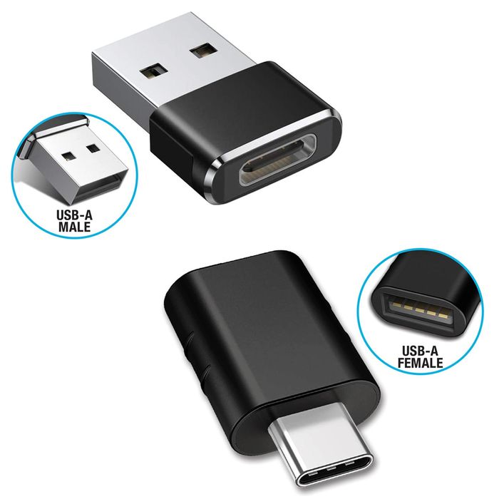 USB Type-A to USB Type-C Adapter Twin Pack