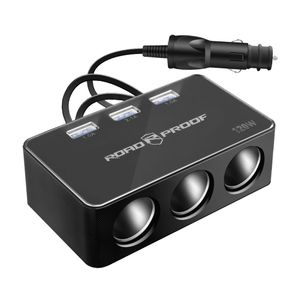 Road Proof Triple Socket Adapter with 3 USB Charging Ports