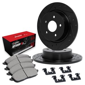 thumbnail image 2 of Front Drilled & Slotted Brake Rotors & Ceramic Brake Pads Kit – Zinc Coated – Driver & Passenger Side 2 of 14