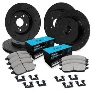 TRQ Brake Pad & Coated Rotor Kit Premium Posi Ceramic Front Rear W Chemicals Bka22914 Fits Select 2013 2017 Dodge Charger Se 2014 Chrysler 300c