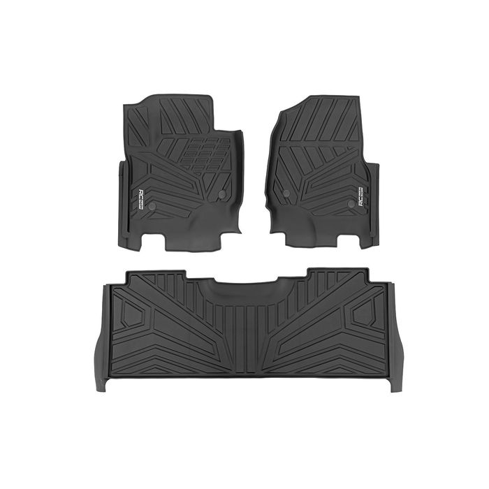 Rough Country Black Plain Direct-Fit Floor Mat Set FF-51712