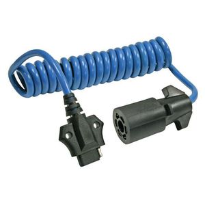 REESE Towpower 7-Way Round Blade to 4-Way Flat Coiled Towing Electrical Adapter with Blue Coiled Cable