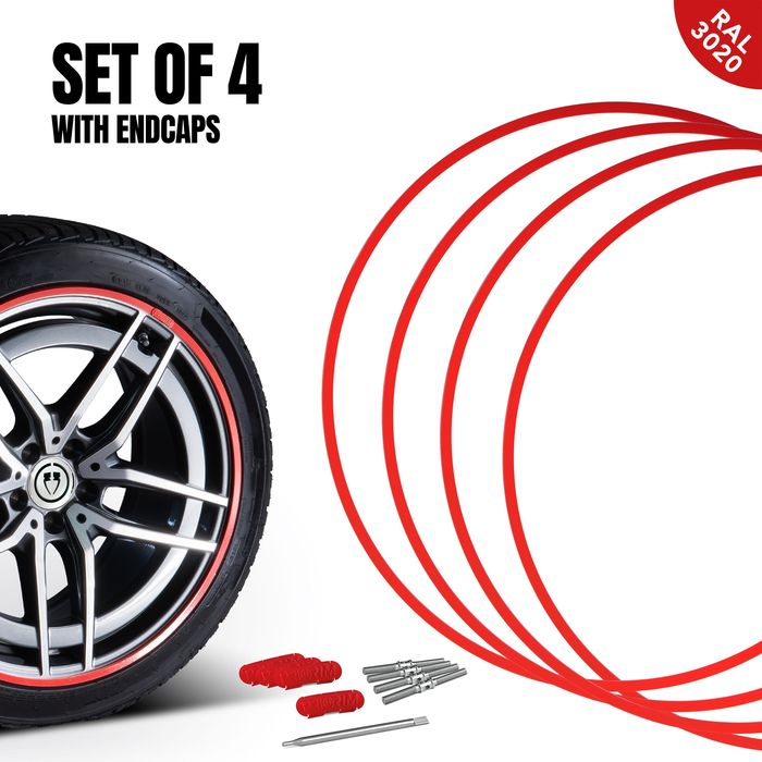 PrioRim 18in Red Wheel Rim Guard Set