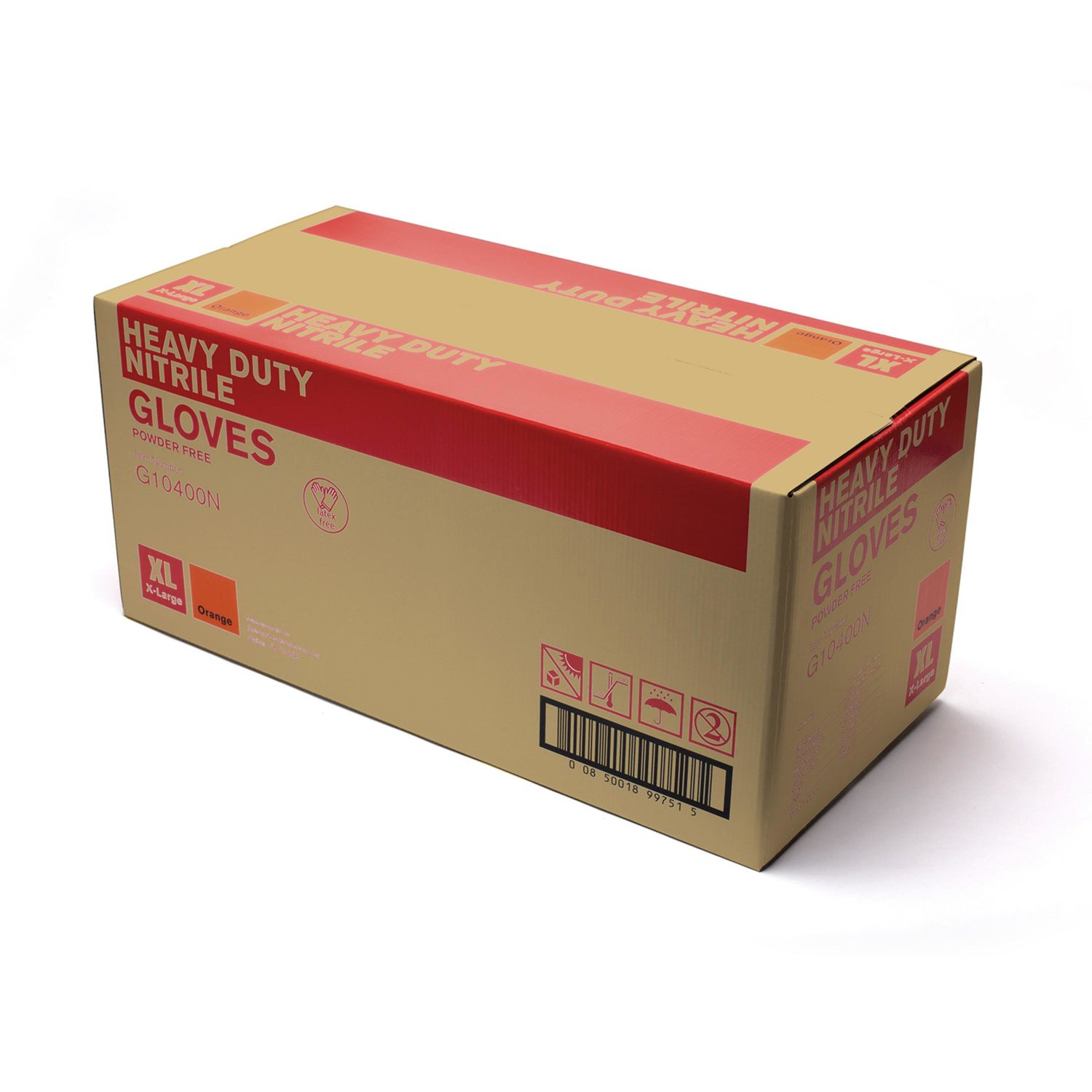 Autowurks Orange Extra Large Nitrile Glove 10 Boxes, 100 Piece