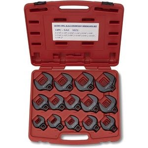NEIKO 1/2in Drive Jumbo SAE Crowfoot Wrench Set 14 Piece