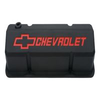 Proform Black Valve Cover with Recessed Bowtie Logo for Chevy Small Block