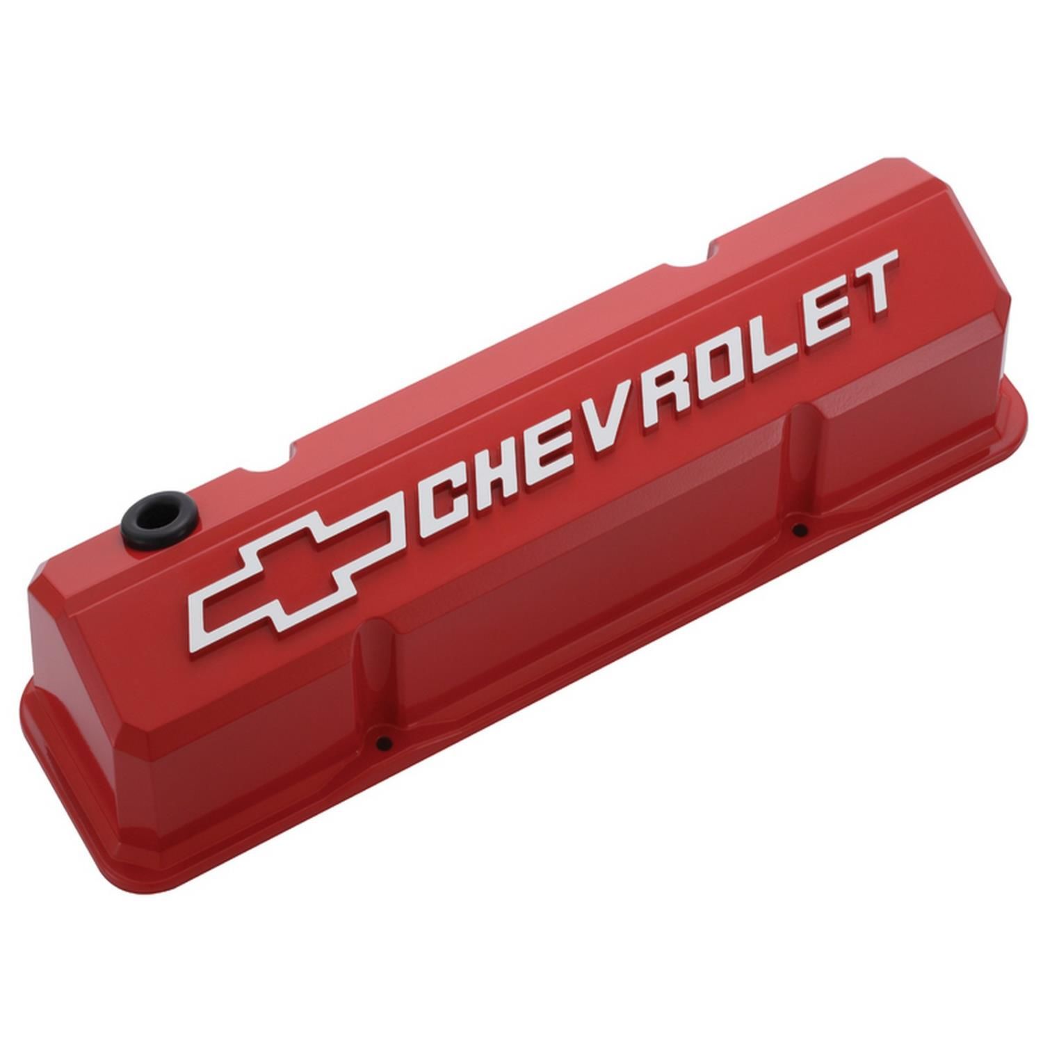 Proform Red Valve Cover with Raised Bowtie Logo for Chevy Small Block