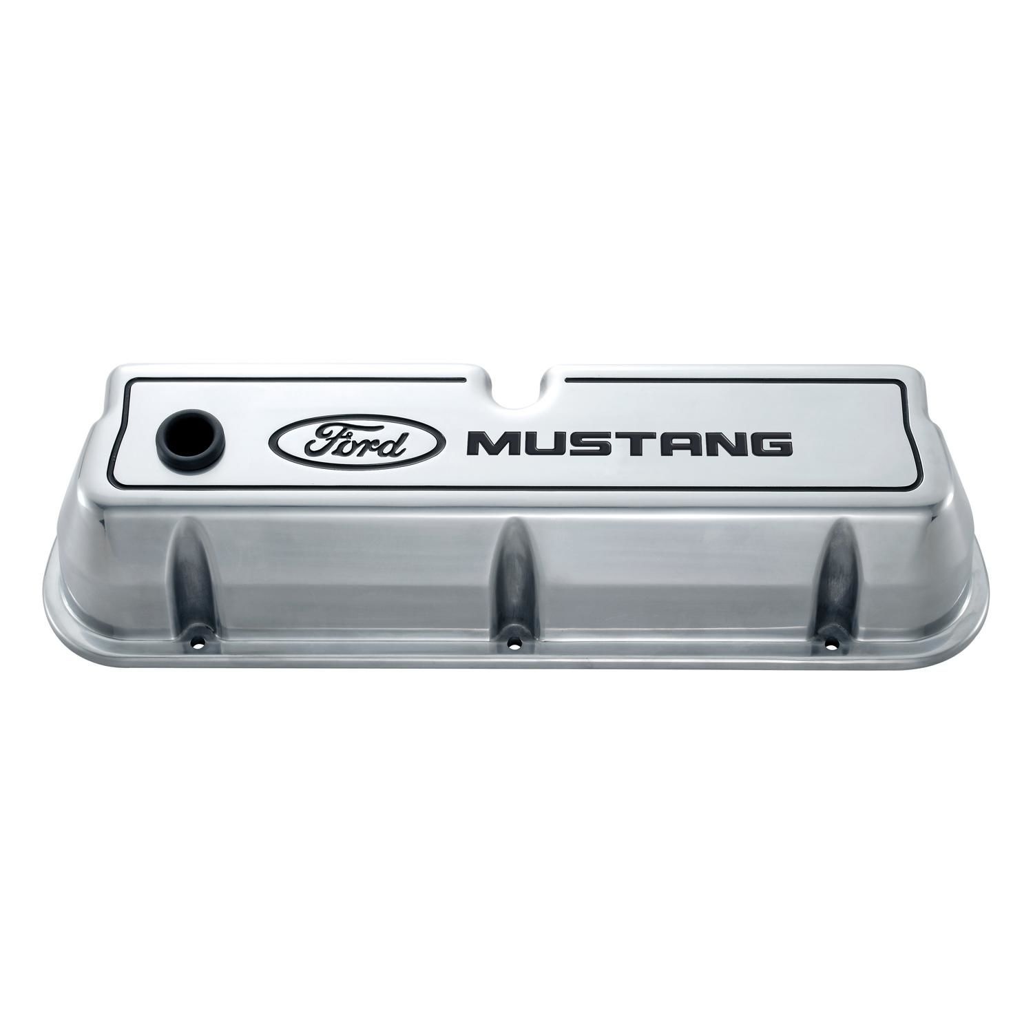 Proform Polished valve cover with mustang logo for Ford small block