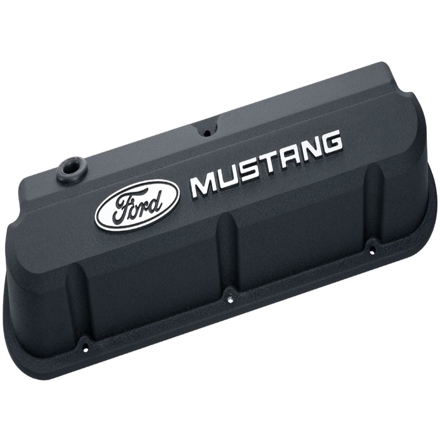 Proform Black Valve Cover With Raised Mustang Logo For Ford Small Block 2903