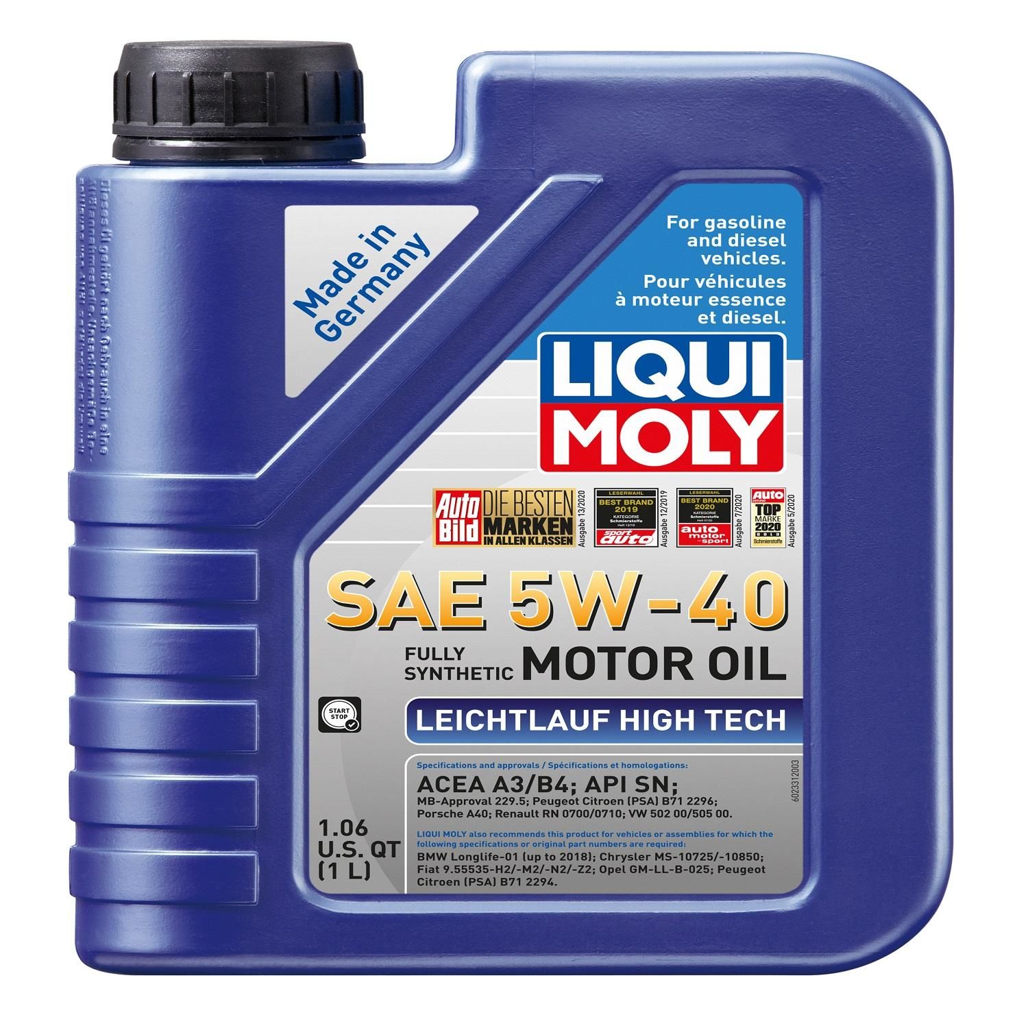 LIQUI MOLY Leichtlauf High Tech Engine Oil Full Synthetic 5W-40 1 Liter