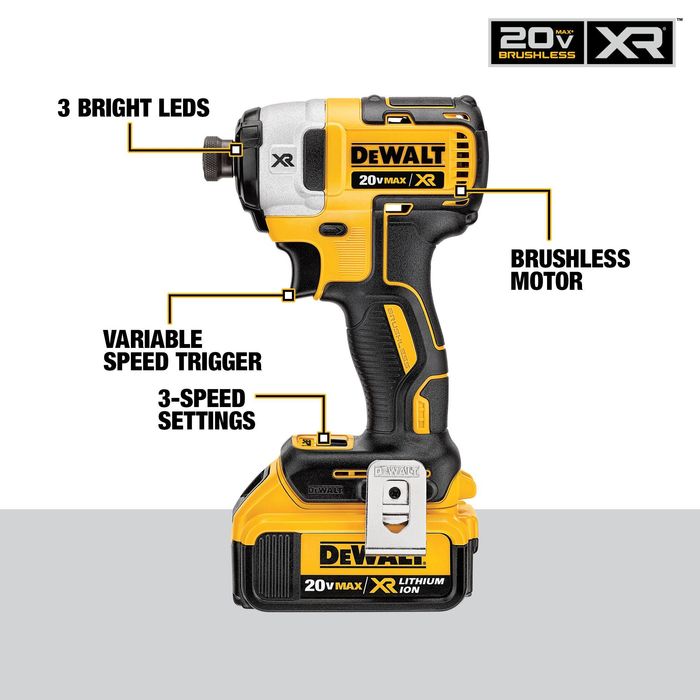 Taladro de impacto DeWALT a batería DCF887N-XJ, 1/4 plg