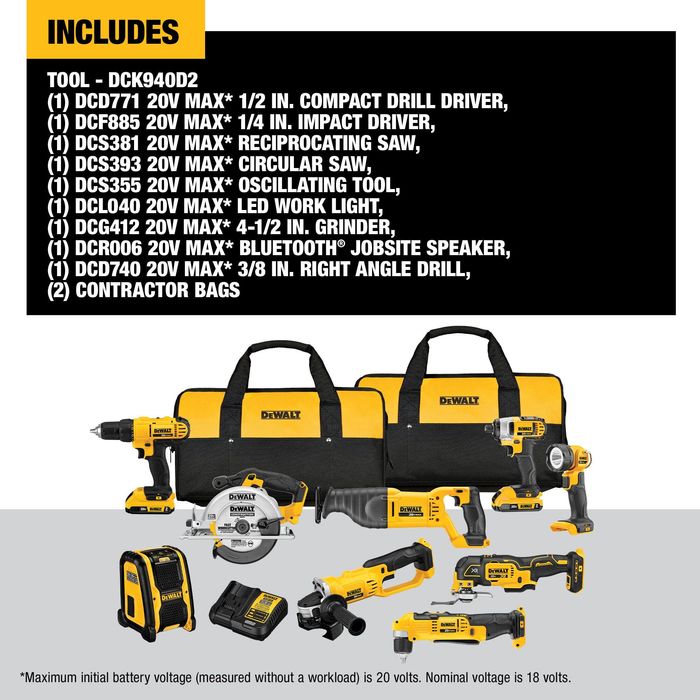 Dewalt 20v 9 discount tool combo kit