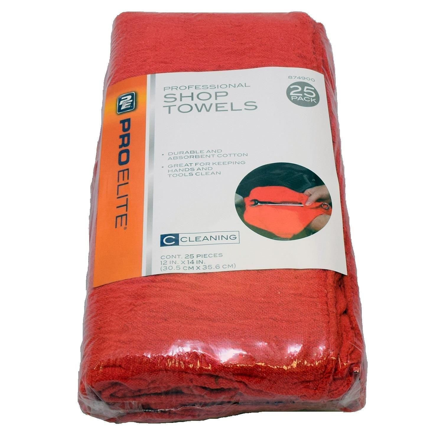 ProElite Red Shop Towels 25 Pack