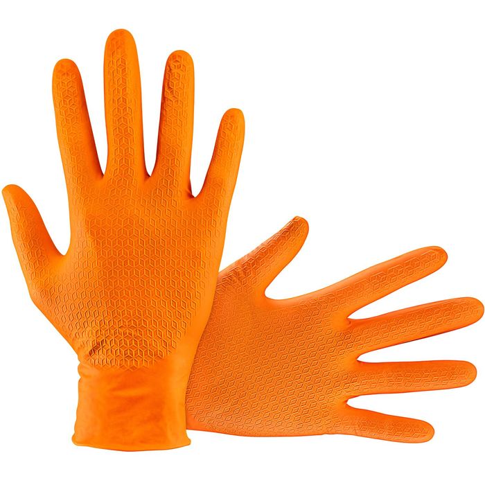 Black Max-Grip Ridged Texture Nitrile Gloves