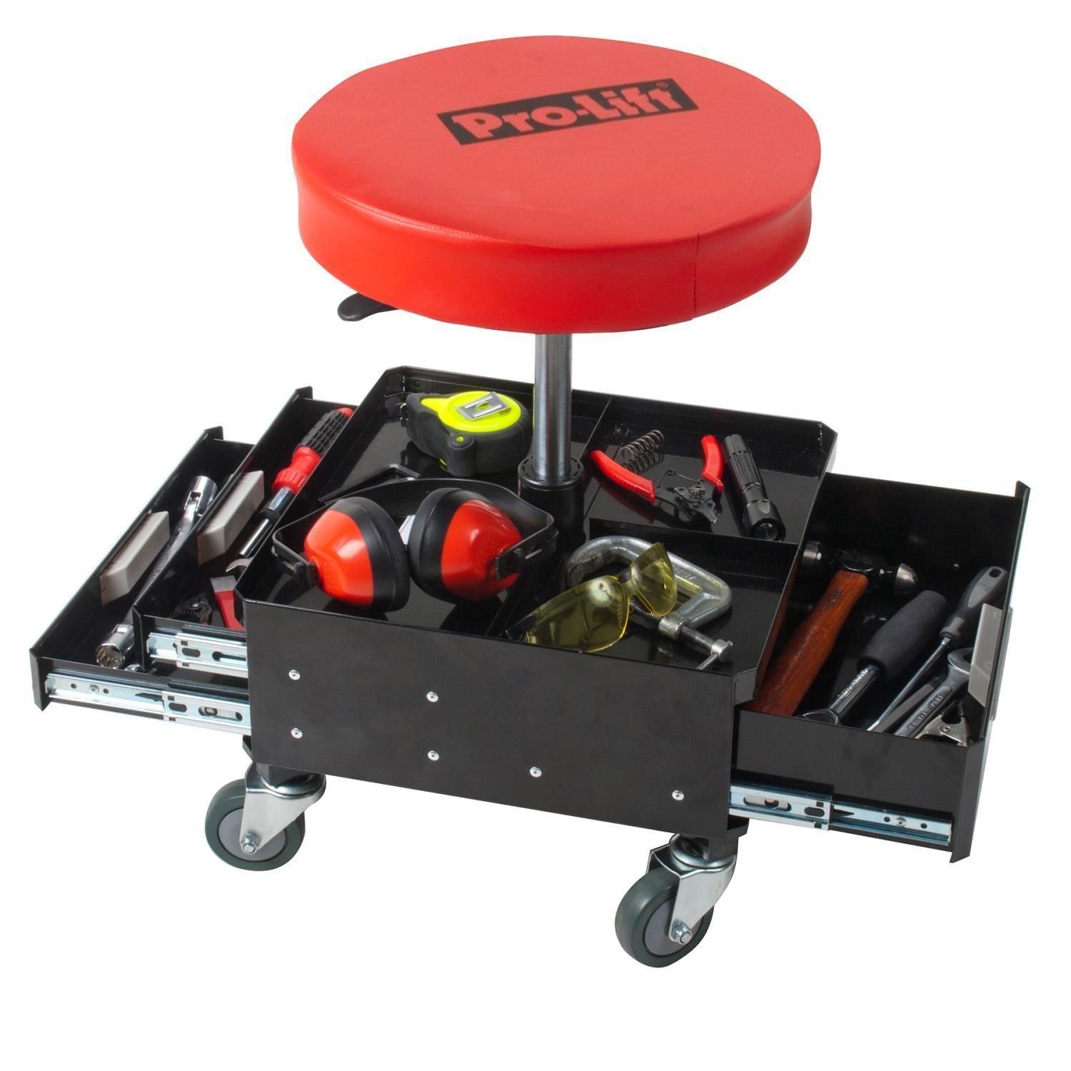 Pro-Lift 300lbs Capacity Pneumatic Chair With 3 Tool Drawers