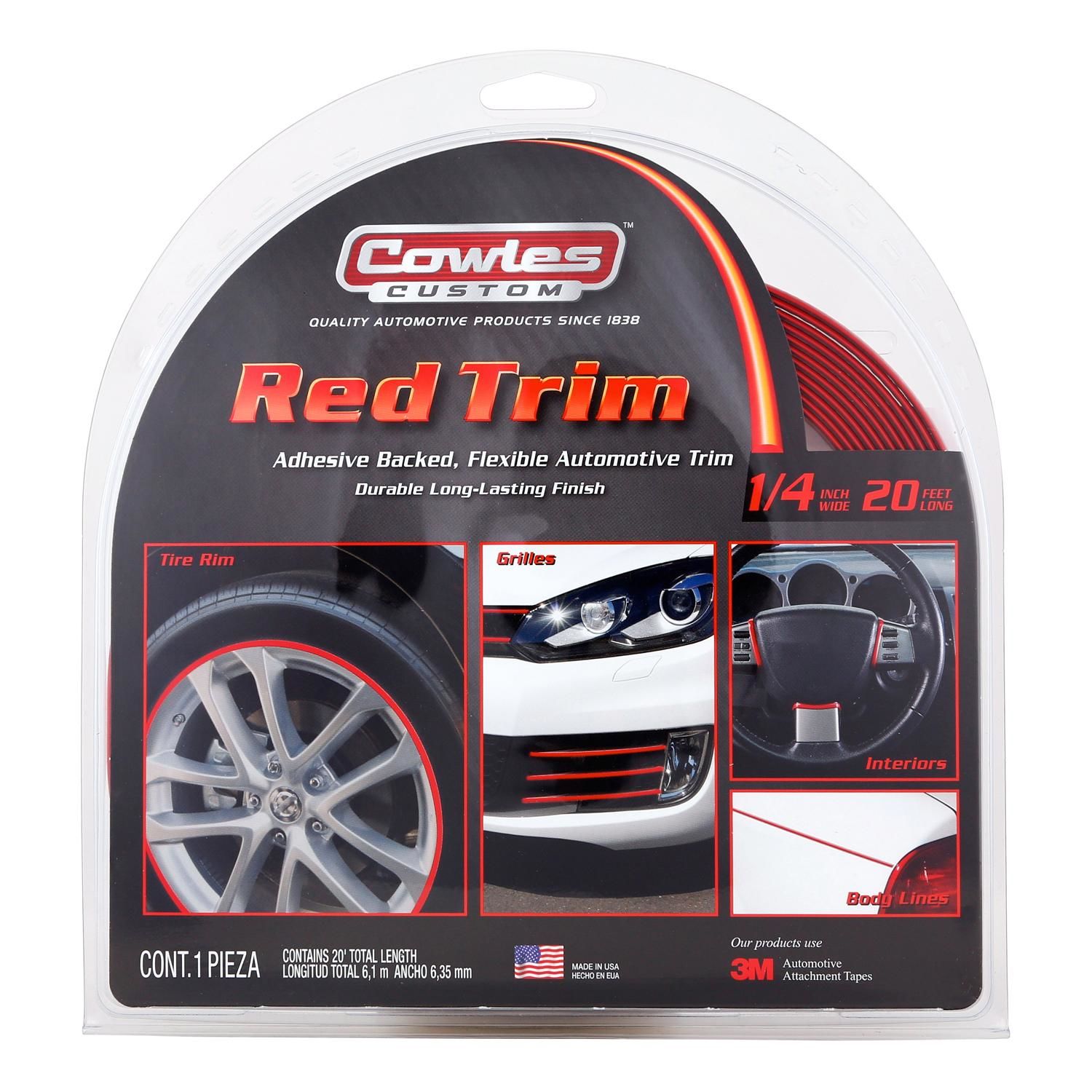 Cowles Products 1/4 in. x 20 ft. red custom molding and trim for car