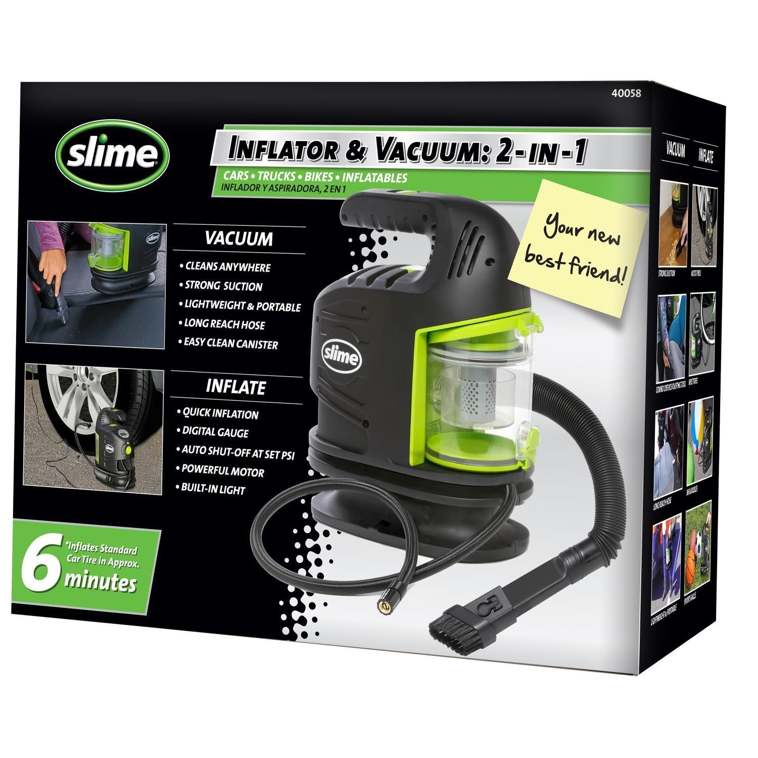 Slim 2in1 Tire Inflator and Vacuum