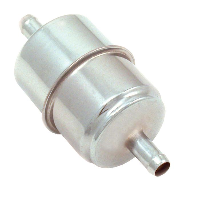 Chrome Plated Inline Fuel Filter – 3/8 Inch ID Hose – Universal Front Mount